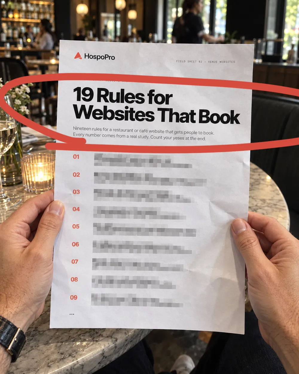 19 Rules for Websites That Book, the one-page cheat sheet