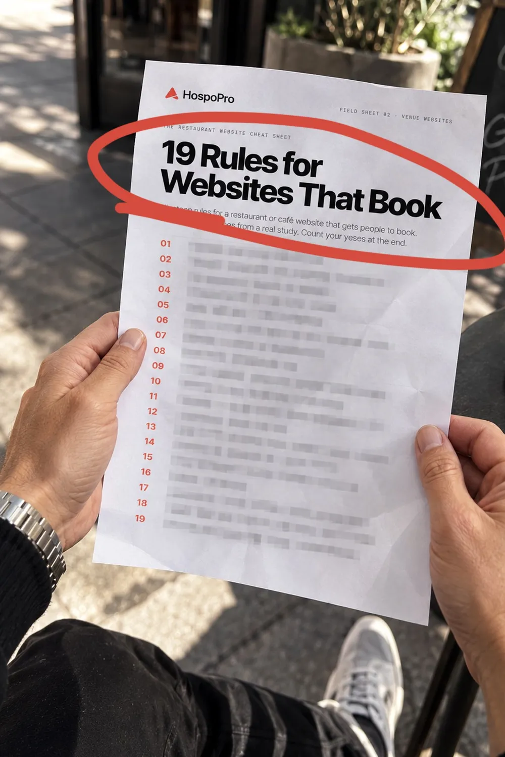 19 Rules for Websites That Book, the one-page cheat sheet