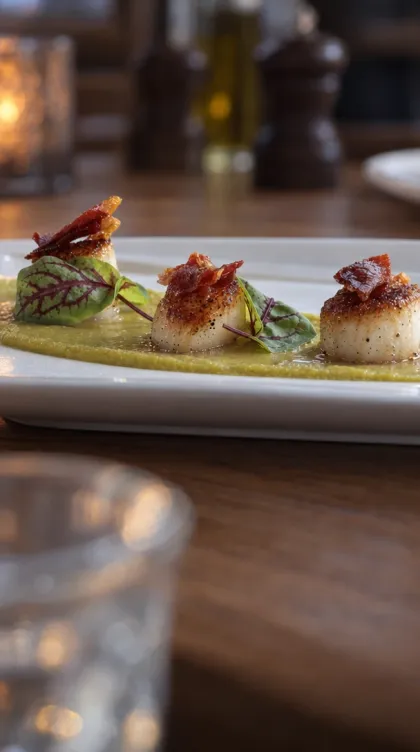 Studio shot: scallops side-on at table height